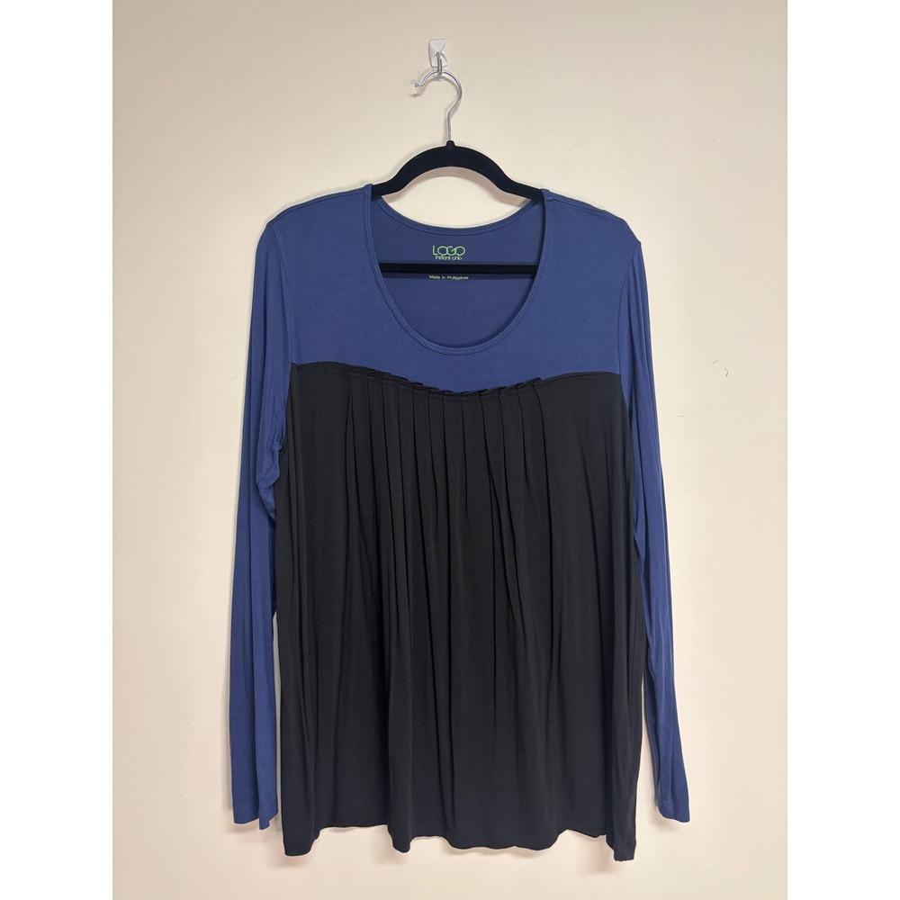LOGO Instant Chic, Two Toned Color Block Long Sleeve Tunic Top, Women's‎ Size L